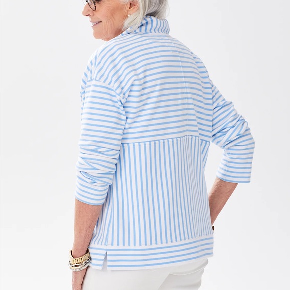 Classic Blue Striped Women's Sweatshirt - Picture 2 of 2